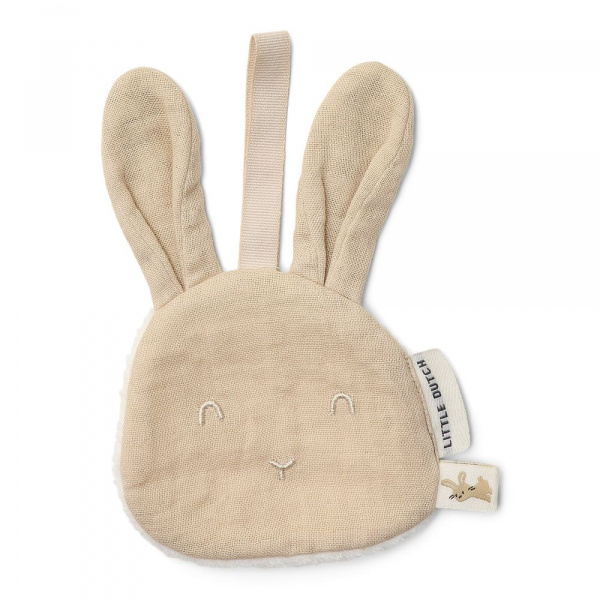 Doudou attache-tétine en gaze de coton - lapin Little dutch