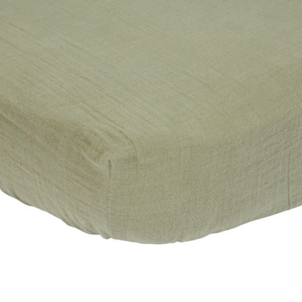 Drap-housse - pure olive - 70 x 140/150 cm Little dutch