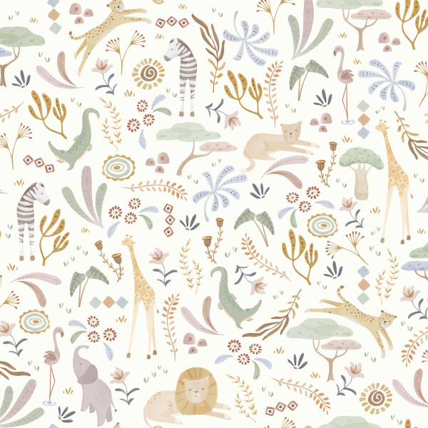 Papier peint intissé - safari wonders - 52 cm x 10 m Little dutch
