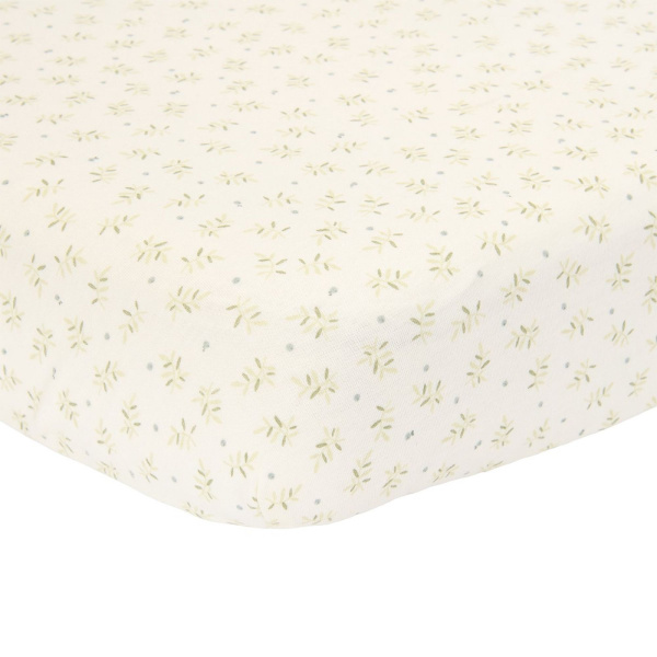 Drap housse lit bébé - blueberry leaves 60 x 120 cm Little dutch
