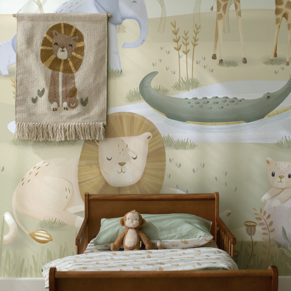 Papier peint paysage - safari friends - 300 x 280 cm Little dutch