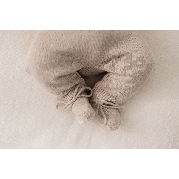 Chaussons en tricot - soft beige - 0/2 mois Little dutch