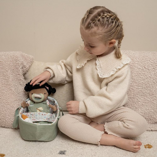 Poupée bébé et son couffin evi flowers & butterflies Little dutch