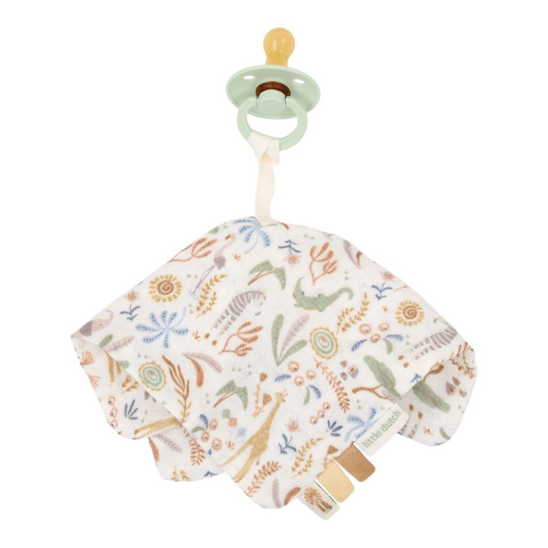 Doudou attache-tétine en gaze de coton - safari wonders Little dutch