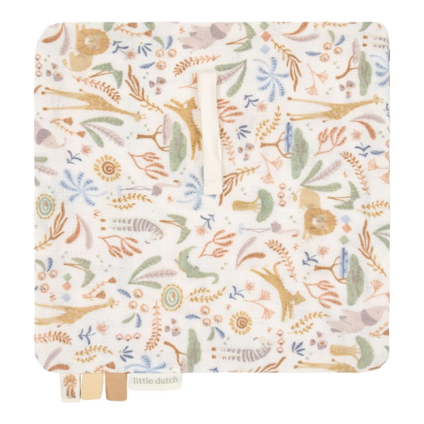Doudou attache-tétine en gaze de coton - safari wonders Little dutch