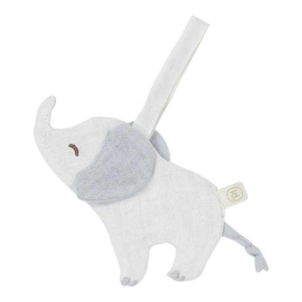 Doudou attache-tétine en gaze de coton elephant - safari friends Little dutch
