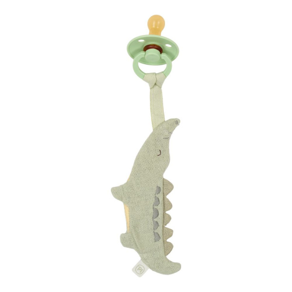 Doudou attache-tétine en gaze de coton crocodile - safari friends Little dutch