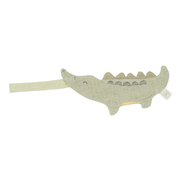 Doudou attache-tétine en gaze de coton crocodile - safari friends Little dutch