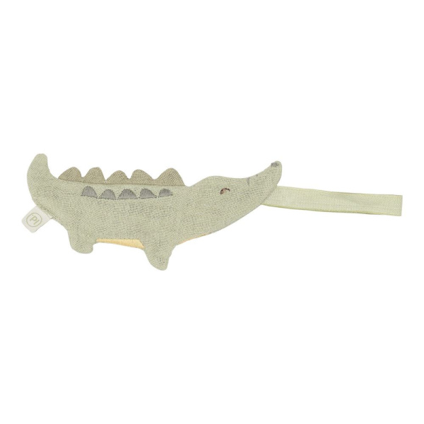 Doudou attache-tétine en gaze de coton crocodile - safari friends Little dutch