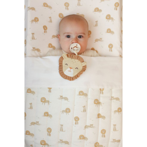 Doudou attache-tétine en gaze de coton lion - safari friends Little dutch