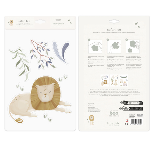 Lot de 3 stickers muraux - safari leo Little dutch