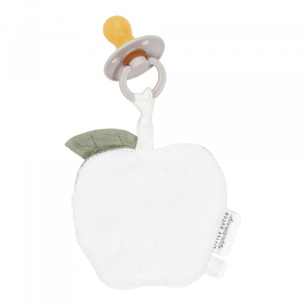 Doudou attache-tétine en gaze de coton pomme - pure olive Little dutch