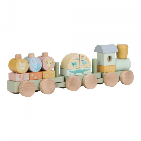 Train à blocs en bois - safari friends Little dutch