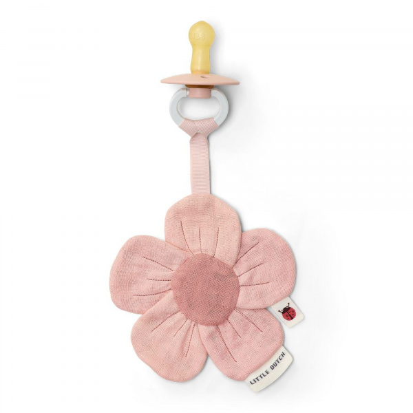 Doudou attache-tétine en gaze de coton fleur - fairy garden Little dutch