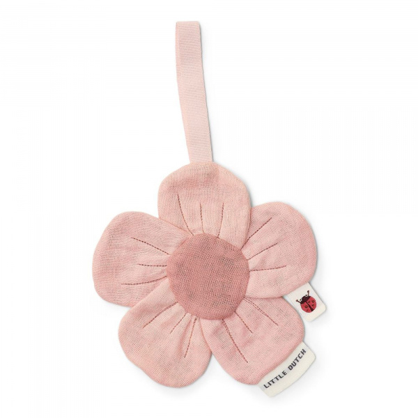 Doudou attache-tétine en gaze de coton fleur - fairy garden Little dutch