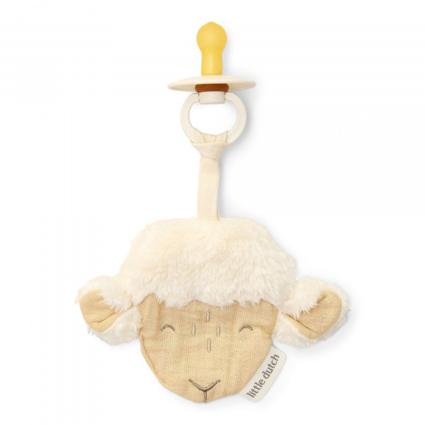 Doudou attache-tétine en gaze de coton - mouton Little dutch