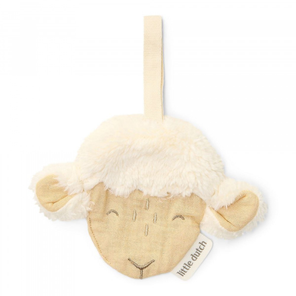 Doudou attache-tétine en gaze de coton - mouton Little dutch