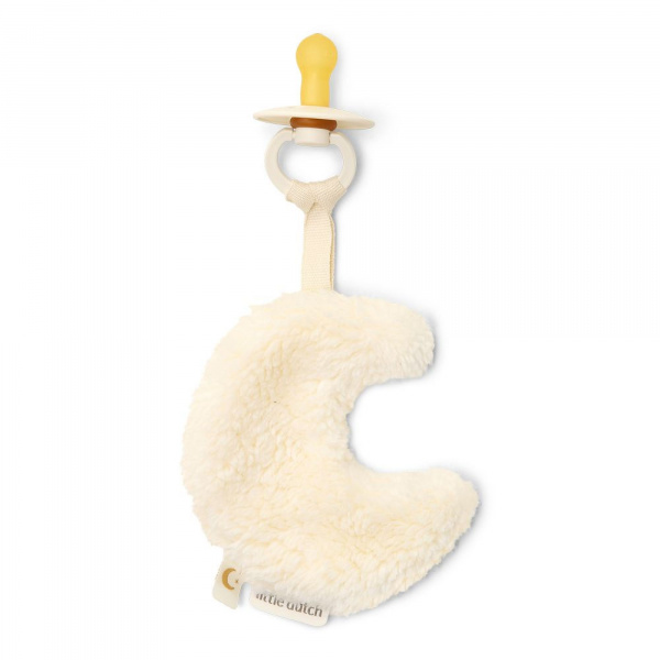 Doudou attache-tétine lune - pure soft white Little dutch