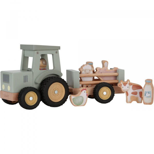 Tracteur avec remorque en bois - little farm Little dutch