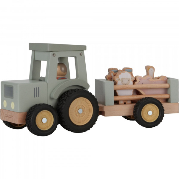 Tracteur avec remorque en bois - little farm Little dutch