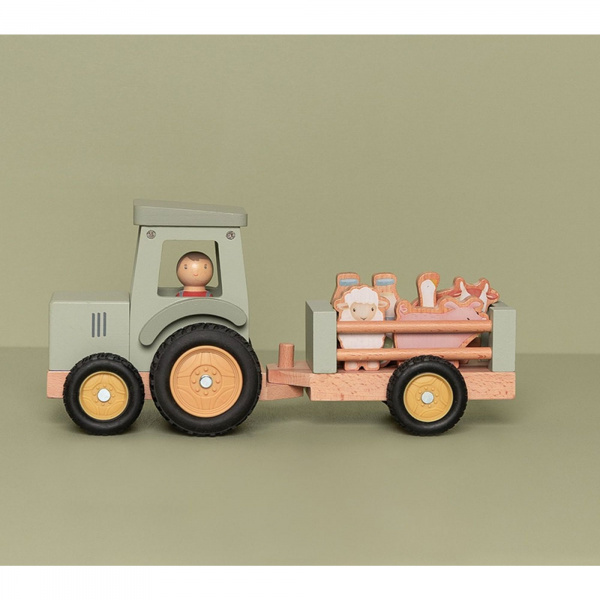 Tracteur avec remorque en bois - little farm Little dutch