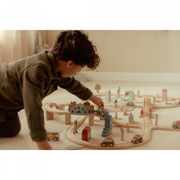 Circuit de train xxl en bois fsc Little dutch