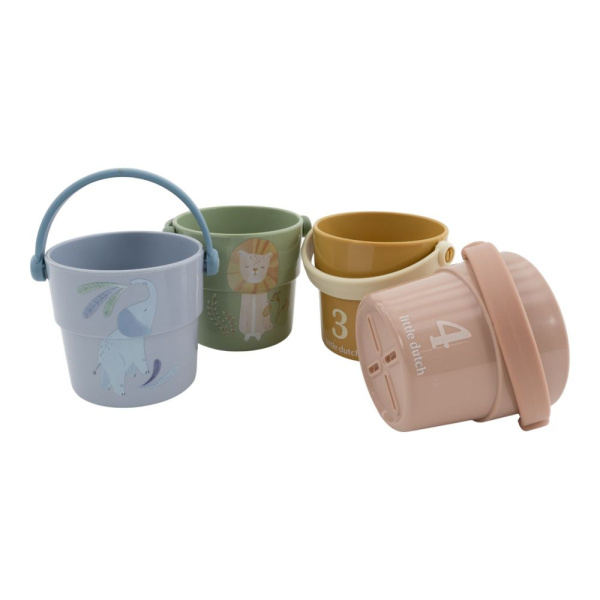 Lot de 4 gobelets de bain - safari friends Little dutch