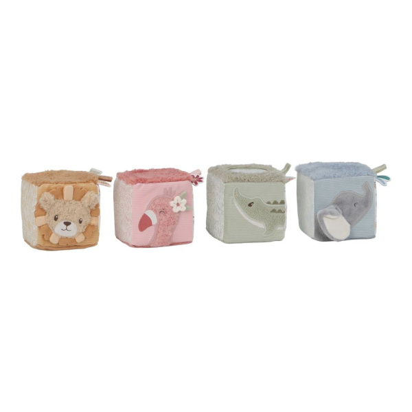 Lot de 4 cubes d'activités en tissu safari friends Little dutch