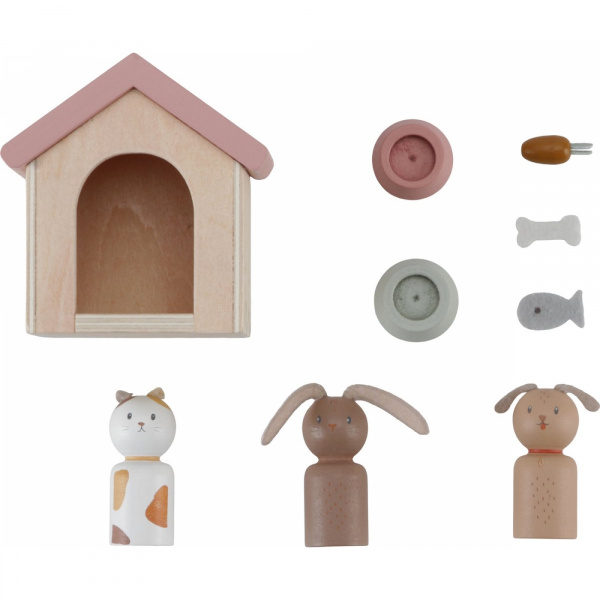 Set d'animaux de compagnie pour maison de poupée fsc Little dutch