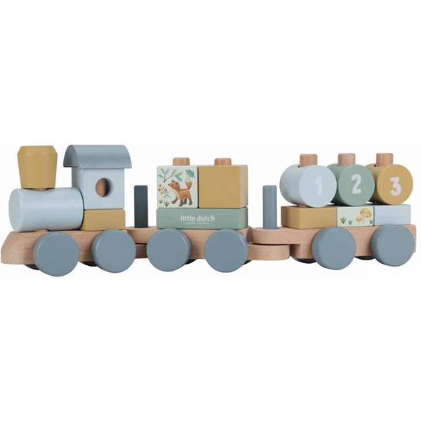 Train à blocs en bois fsc - forest friends Little dutch