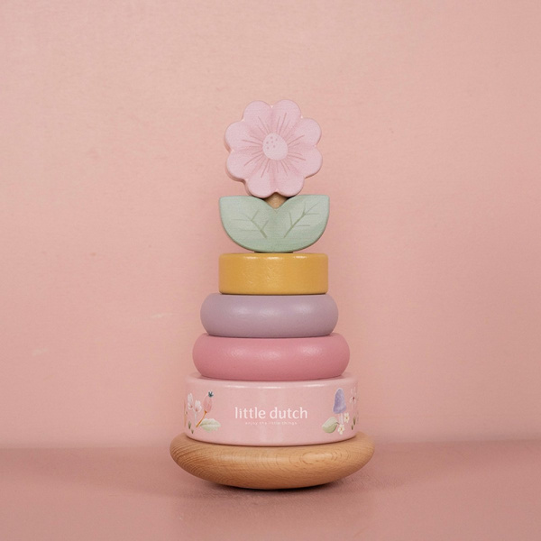 Tour d'anneaux à empiler en bois fsc - fairy garden Little dutch