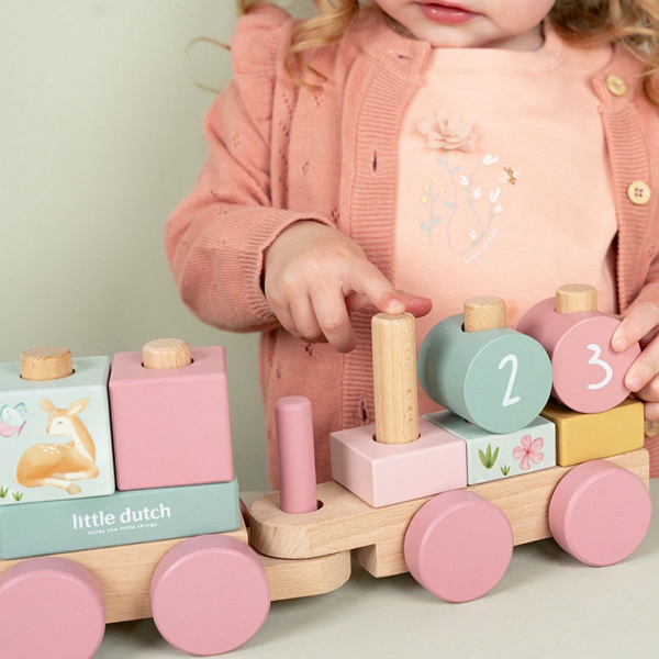 Train à blocs en bois fsc - fairy garden Little dutch