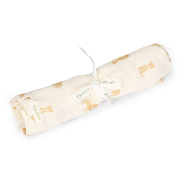 Lange xl en gaze de coton - safari leo - 120 x 120 cm Little dutch