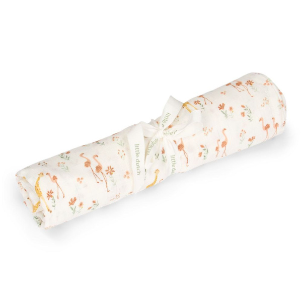 Lange xl en gaze de coton - blooming safari - 120 x 120 cm Little dutch