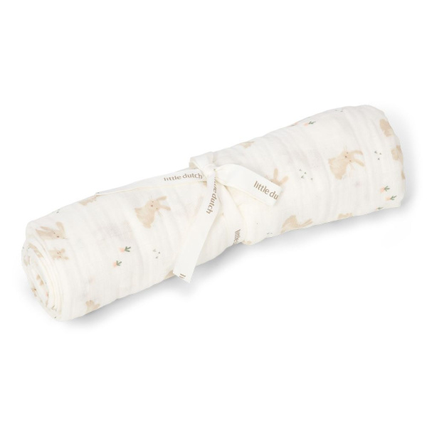 Langes xl en gaze de coton - baby bunny - 120 x 120 cm Little dutch