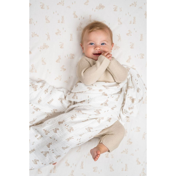 Langes xl en gaze de coton - baby bunny - 120 x 120 cm Little dutch