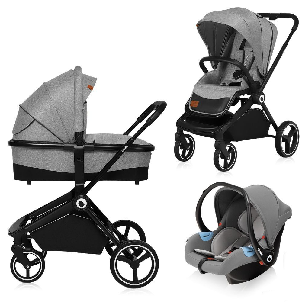 LIONELO Amber - Poussette bébé 3en1 - Jusqu'à 22Kg - Inclu nacelle