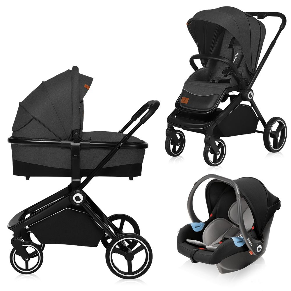 LIONELO Amber - Poussette bébé 3en1 - Jusqu'à 22Kg - Inclu nacelle