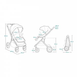 Poussette multifonction mika 2en1 grey graphite Lionelo