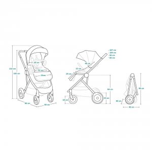 Poussette duo amber + nacelle grey graphite Lionelo