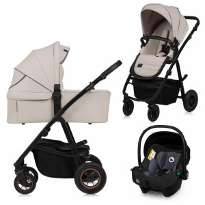 Poussette trio amber + nacelle + coque beige sand Lionelo