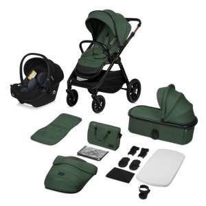 Poussette trio layla + nacelle + coque green forest Lionelo