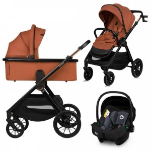 Poussette trio layla + nacelle + coque brown rust Lionelo