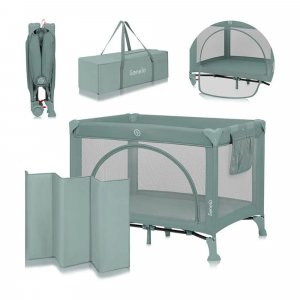 Lit parapluie bébé laura compact 2 en 1 green sage Lionelo
