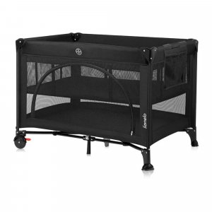 Lit parapluie bébé laura compact 2 en 1 black carbon Lionelo