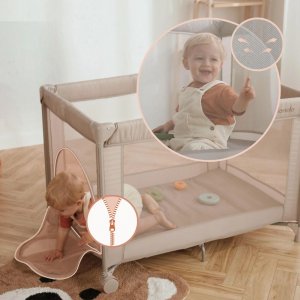 Lit parapluie bébé amelie compact avec matelas beige sand Lionelo