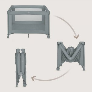 Lit parapluie bébé amelie compact avec matelas grey concrete Lionelo