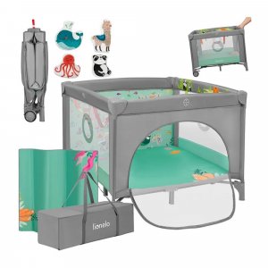Parc bébé mille plus 100x100 cm pliable avec matelas grey green Lionelo