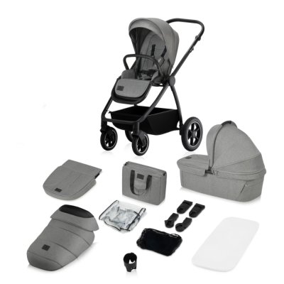Poussette duo meril + nacelle grey stone