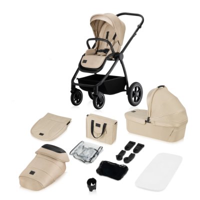 Poussette duo meril + nacelle beige sand
